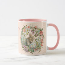 Sweet Easter Bunny in Spring Flowers Voeg naam toe