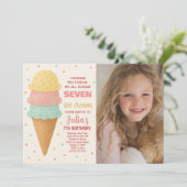Sweet Editable Ice Cream Verjaardag Uitnodiging (Staand voorkant)