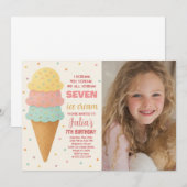 Sweet Editable Ice Cream Verjaardag Uitnodiging (Voorkant / Achterkant)