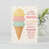 Sweet Editable Ice Cream Verjaardag Uitnodiging (Staand voorkant)