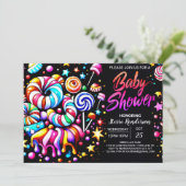 Sweet Editable Snoep Wonderland Baby shower Kaart (Staand voorkant)