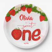 Sweet een aardbei verjaardagsfeestje gedrukt papieren bordje (Voorkant)