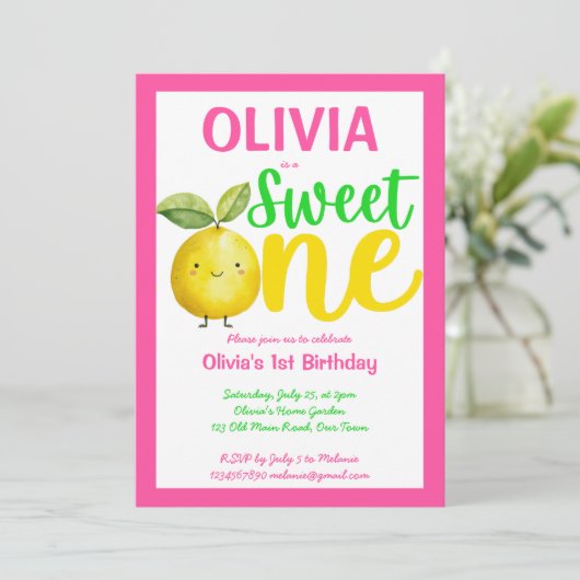 Sweet een roze limonade verjaardagsfeestje kaart (Staand voorkant)