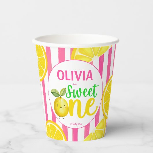 Sweet een roze limonade verjaardagsfeestje papieren bekers (Voorkant)