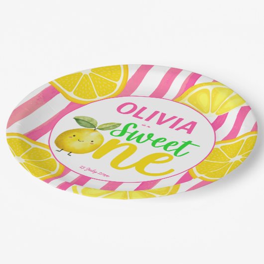 Sweet een roze limonade verjaardagsfeestje papieren bordje (Gekanteld)
