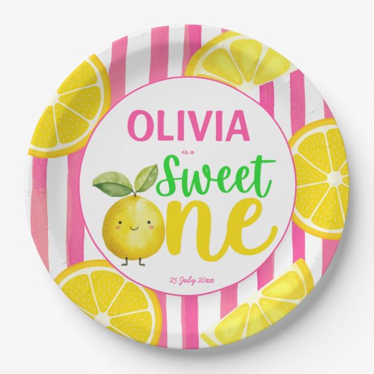 Sweet een roze limonade verjaardagsfeestje papieren bordje (Voorkant)