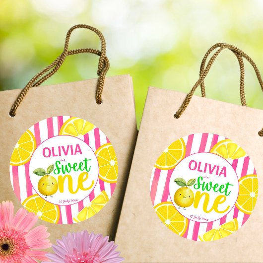 Sweet een roze limonade verjaardagsfeestje ronde sticker