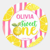 Sweet een roze limonade verjaardagsfeestje ronde sticker (Voorkant)