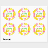 Sweet een roze limonade verjaardagsfeestje ronde sticker (Vel)