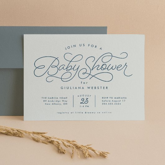 Sweet eenvoudig schattig blauw baby shower kaart