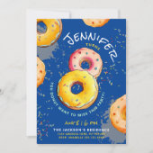 Sweet Eight | 8e Donut Kleurrijke Sprinkles Blauw Kaart (Voorkant)