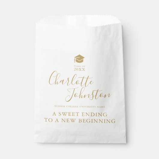 Sweet Einding New Beginning Gold Graduparty Bedankzakje (Voorkant)