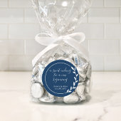 Sweet Einding New Beginning Navy Blue Wedding Favo Ronde Sticker