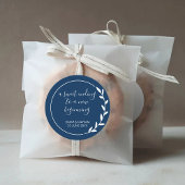 Sweet Einding New Beginning Navy Blue Wedding Favo Ronde Sticker