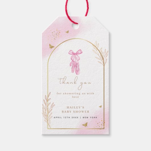Sweet Elegant Arch Ballerina Baby shower Dank u Cadeaulabel (Voorkant)