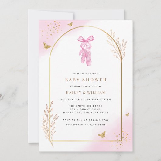 Sweet Elegant Arch Ballerina Baby shower Kaart (Voorkant)