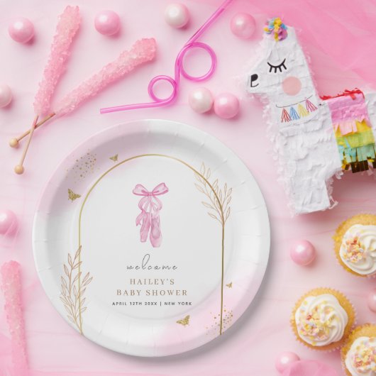 Sweet Elegant Arch Ballerina Welkom Baby shower Papieren Bordje (Feest)