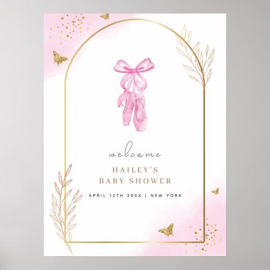 Sweet Elegant Arch Ballerina Welkom Baby shower Poster (Voorkant)