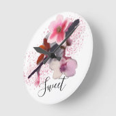"SWEET" | Elegant Chic roze Cherry Blossom Ronde Klok (Hoek)
