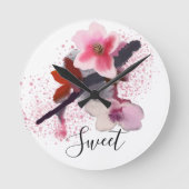 "SWEET" | Elegant Chic roze Cherry Blossom Ronde Klok (Voorkant)