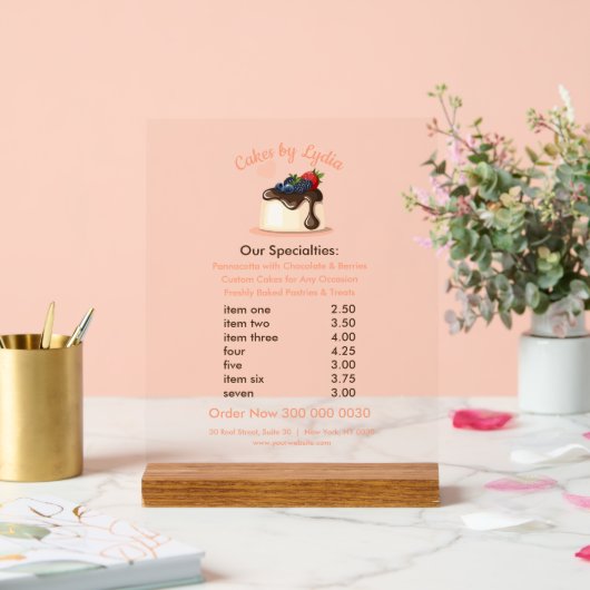 Sweet & Elegant Custom Dessert Menu Acryl Bord (Huwelijk)