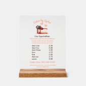 Sweet & Elegant Custom Dessert Menu Acryl Bord (Voorkant)