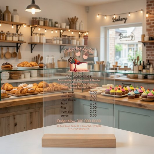 Sweet & Elegant Custom Dessert Menu Acryl Bord