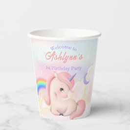 Sweet Elegant Cute Pink Watercolour Unicorn party Papieren Bekers