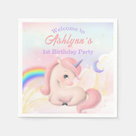 Sweet Elegant Cute Pink Watercolour Unicorn party Servet
