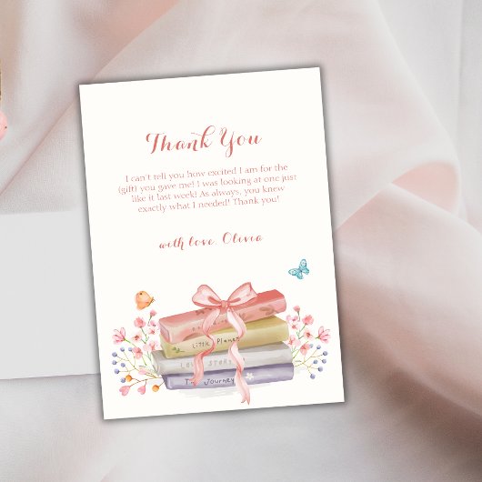 Sweet Elegant Floral Bow Book Baby shower Bedankkaart