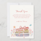 Sweet Elegant Floral Bow Book Baby shower Bedankkaart (Voorkant)