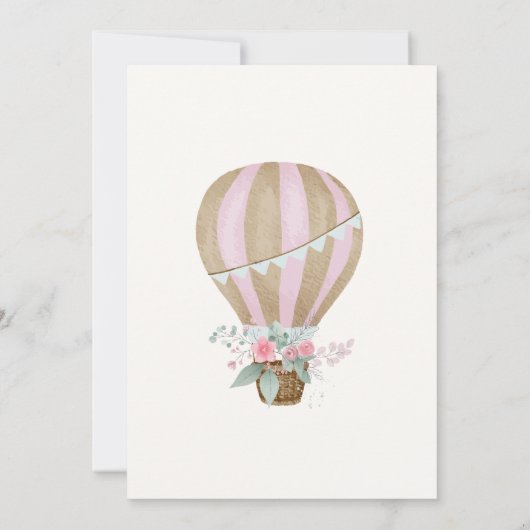 Sweet Elegant Floral Hete Luchtballon Baby shower Bedankkaart (Achterkant)