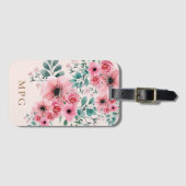 Sweet & Elegant Monogram Waterverf Floral Bagagelabel (Voorkant (horizontaal))