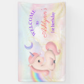Sweet Elegant Pink Unicorn Rainbow Birthday Banner (Verticaal)