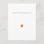 Sweet Elegant Thank You Quote Orange Heart Card Briefkaart (Voorkant)