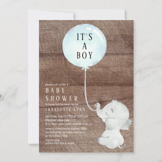 Sweet Elephant Baby Boys Shower Kaart (Voorkant)