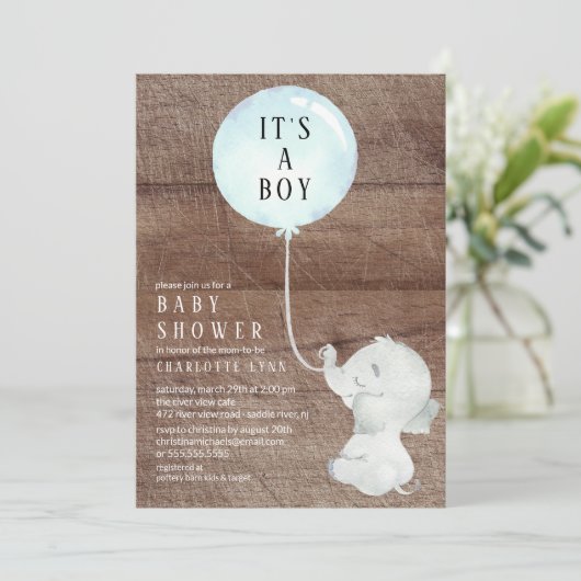 Sweet Elephant Baby Boys Shower Kaart (Staand voorkant)