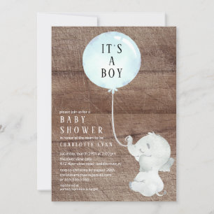Sweet Elephant Baby Boys Shower Kaart