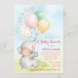 Sweet Elephant Baby Girl Douche Uitnodigingen