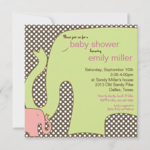 Sweet Elephant Baby Girl Shower Kaart