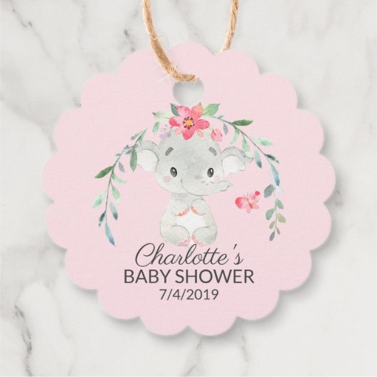 Sweet Elephant Baby shower Favor Gift Label (Achterkant)