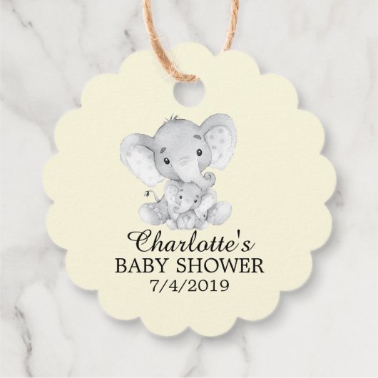 Sweet Elephant Baby shower Favor Gift Label (Achterkant)
