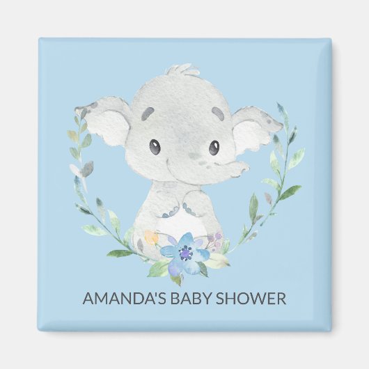 Sweet Elephant Baby shower Favor Magnet (Voorkant)