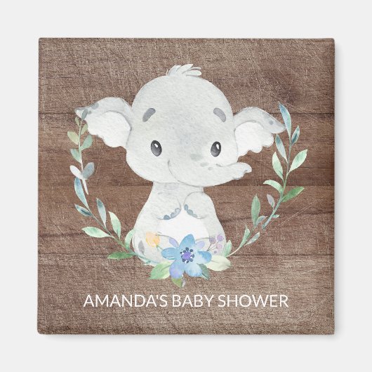 Sweet Elephant Baby shower Favor Magnet (Voorkant)
