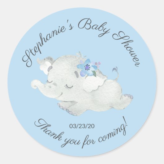 Sweet Elephant Baby shower Favor Sticker (Voorkant)