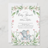 Sweet Elephant Baby shower Invitation Kaart (Voorkant)