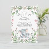 Sweet Elephant Baby shower Invitation Kaart (Staand voorkant)