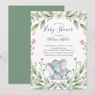 Sweet Elephant Baby shower Invitation Kaart