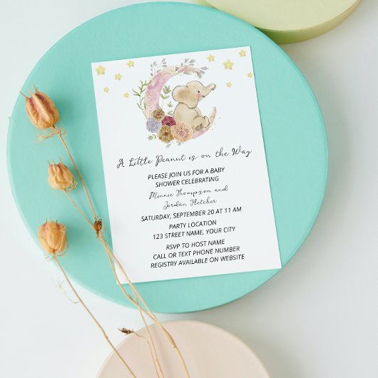 Sweet Elephant Baby shower Invitation Kaart