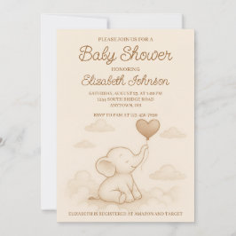 Sweet Elephant Baby shower Invitation Kaart